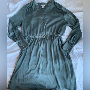 H&M satiny belted v neck dress